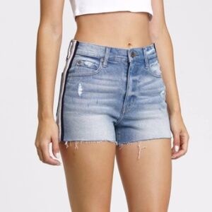 PISTOLA Winston Cutoff High Rise denim jean Shorts Half Court racer stripes 25